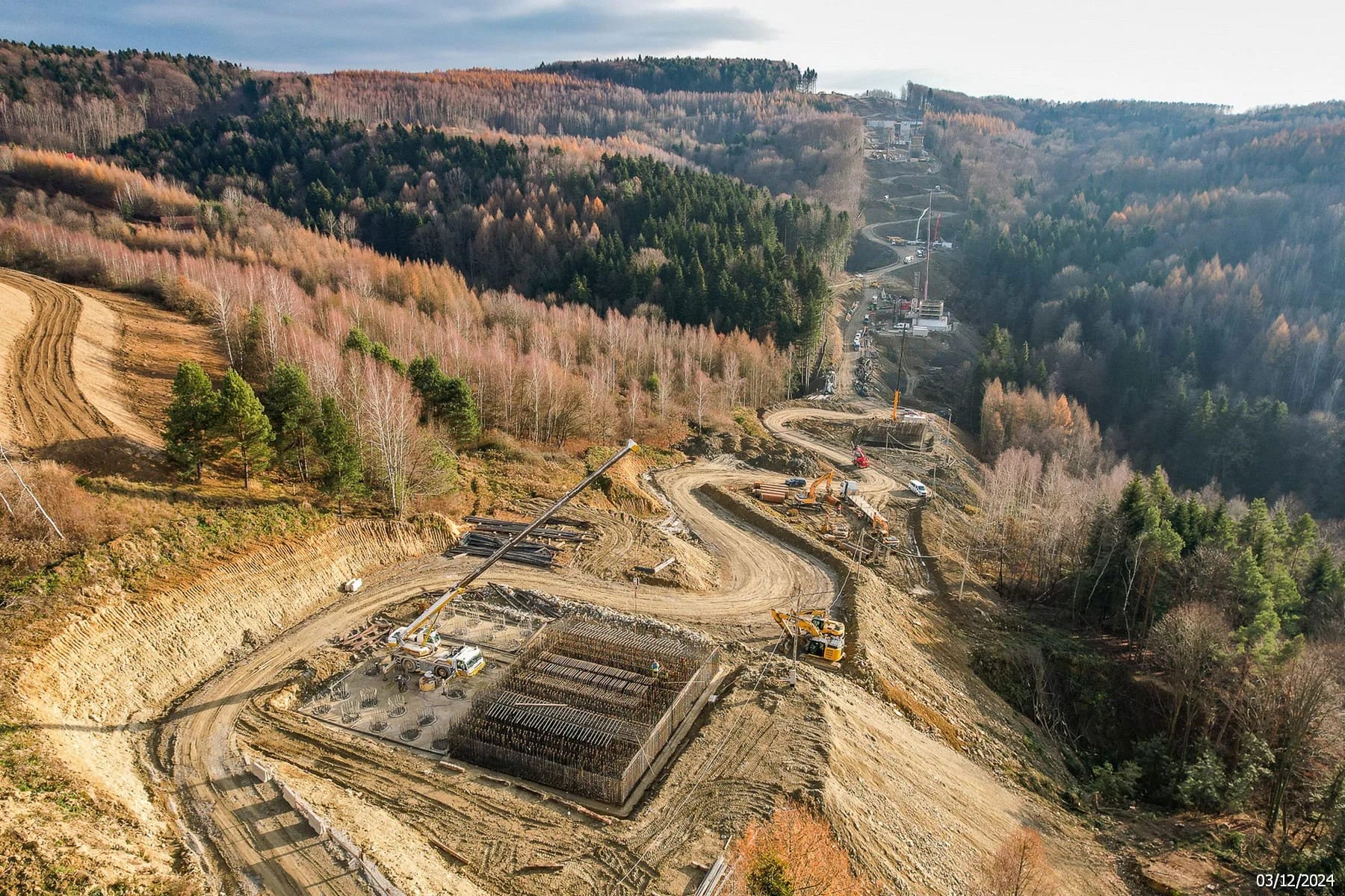 Budowa estakady na podkarpackim odcinku s19, grudzień 2024